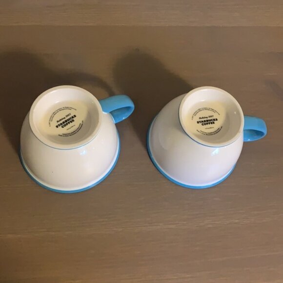 Starbucks “Jolly” 10 Oz. White and Blue Ceramic Candy Cane Mugs - Picture 4 of 7